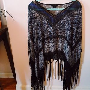 Steve Madden Sheer Fringe Top-Geometric
